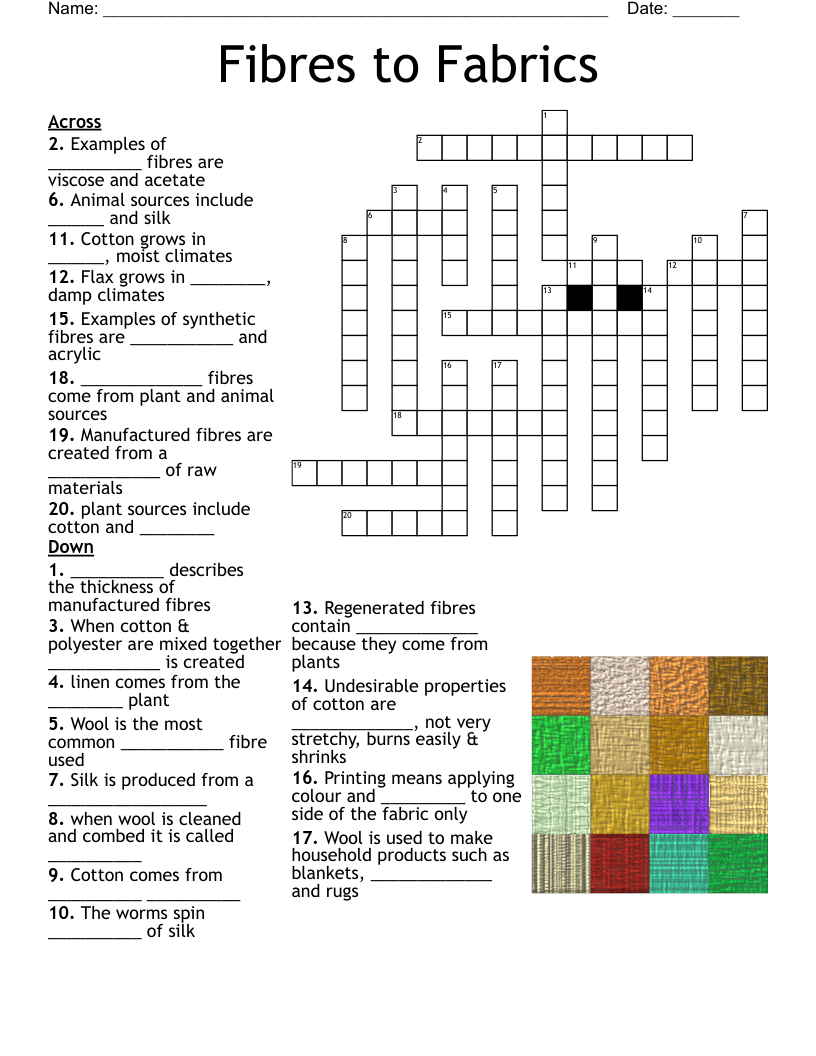 Textiles Crossword WordMint