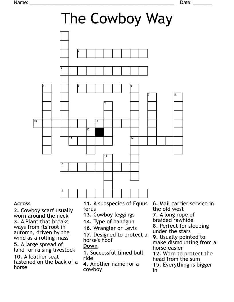 The Cowboy Way Crossword WordMint The Cowboy Way Crossword WordMint