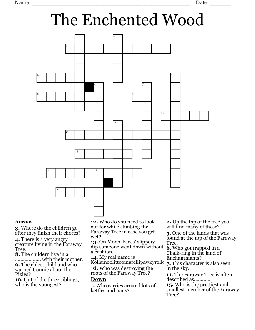The Enchented Wood Crossword WordMint