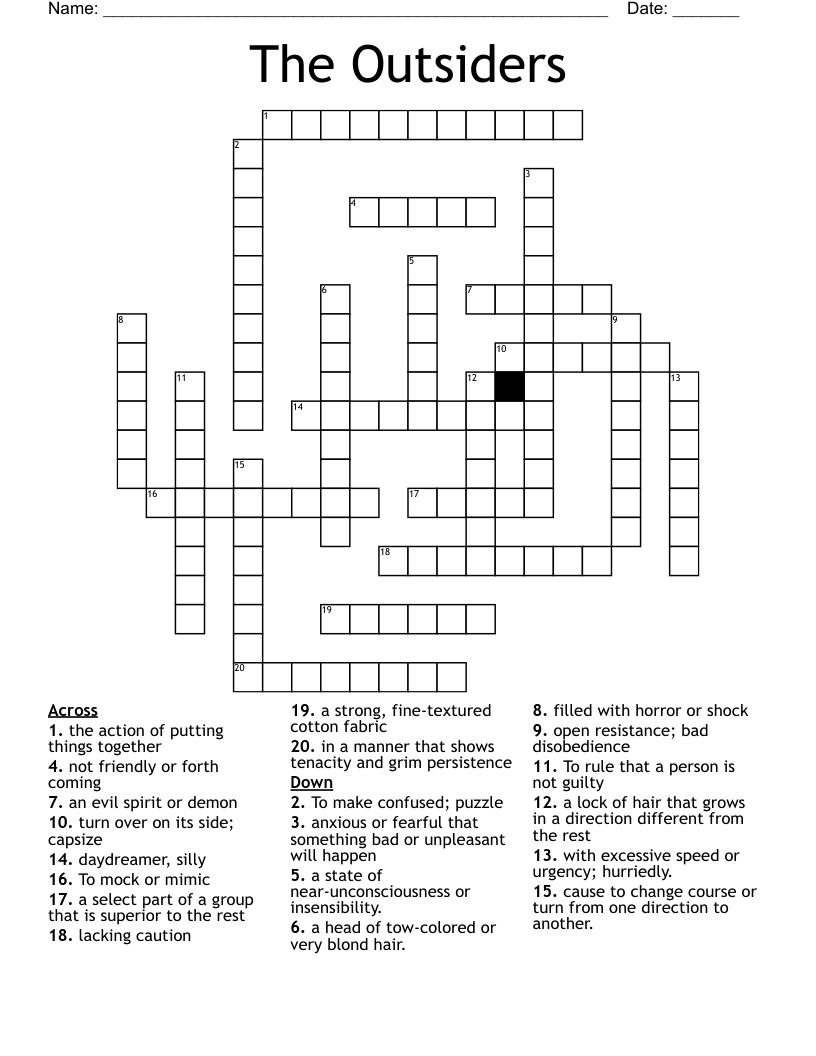 The Outsiders Crossword WordMint