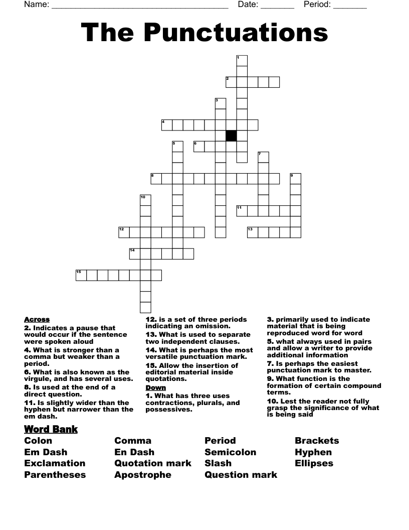 The Punctuations Crossword WordMint