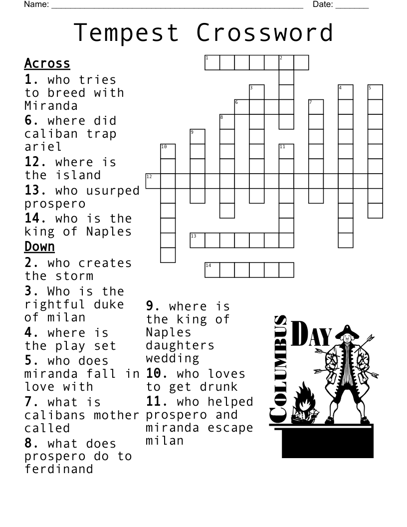 The Tempest Crossword WordMint