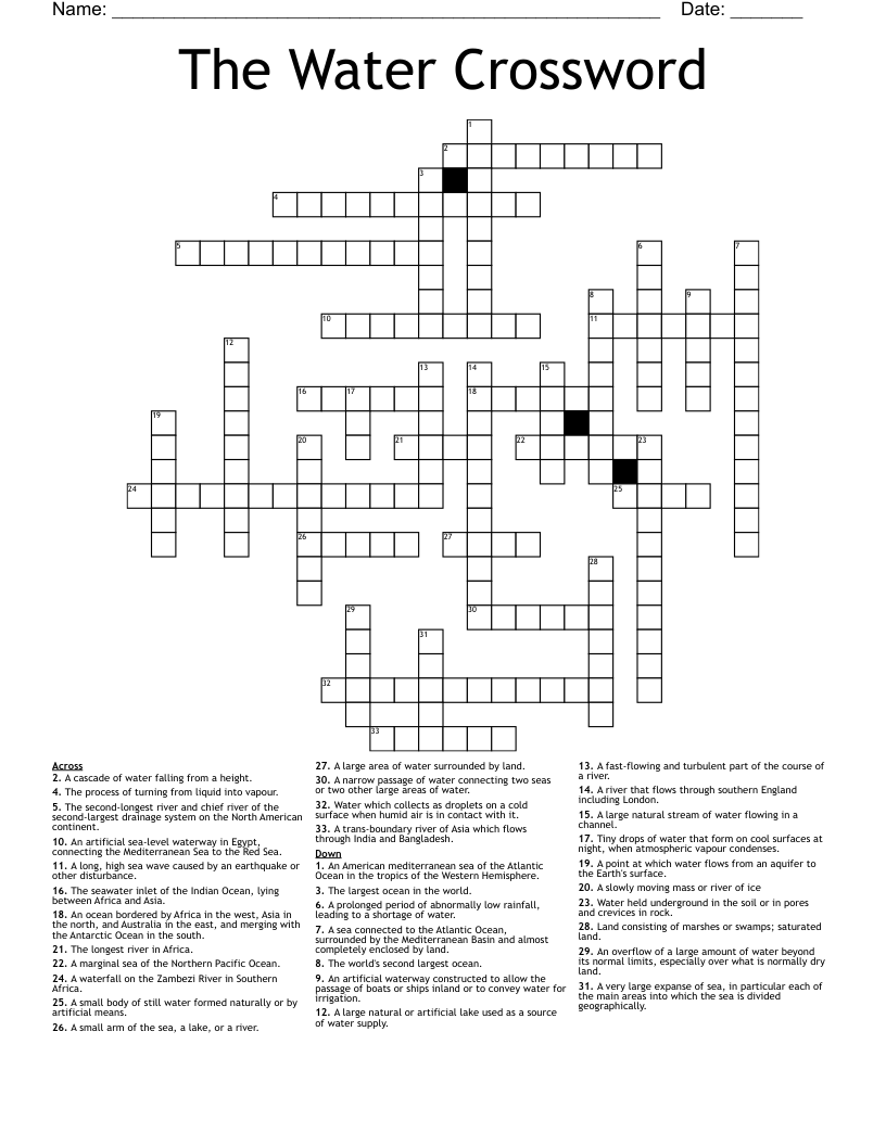 The Water Crossword WordMint