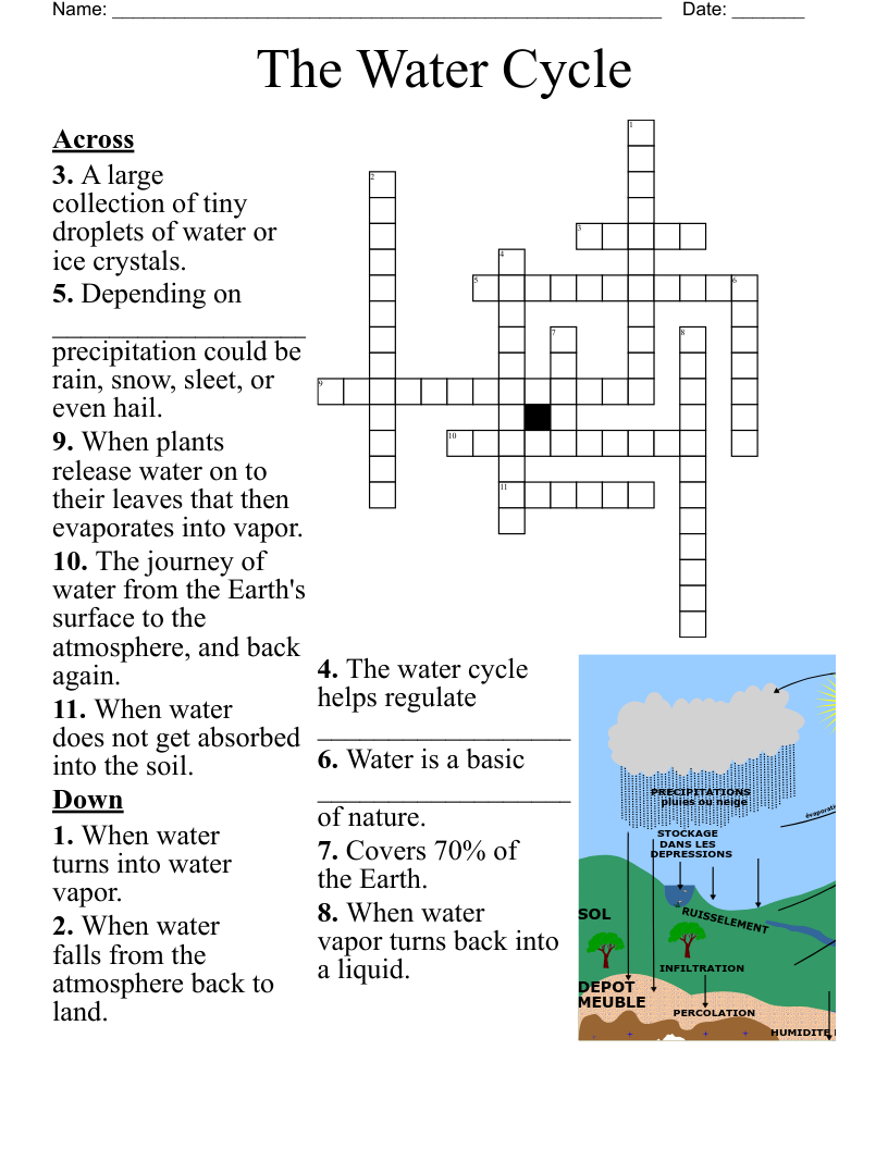 The Water Cycle Crossword WordMint