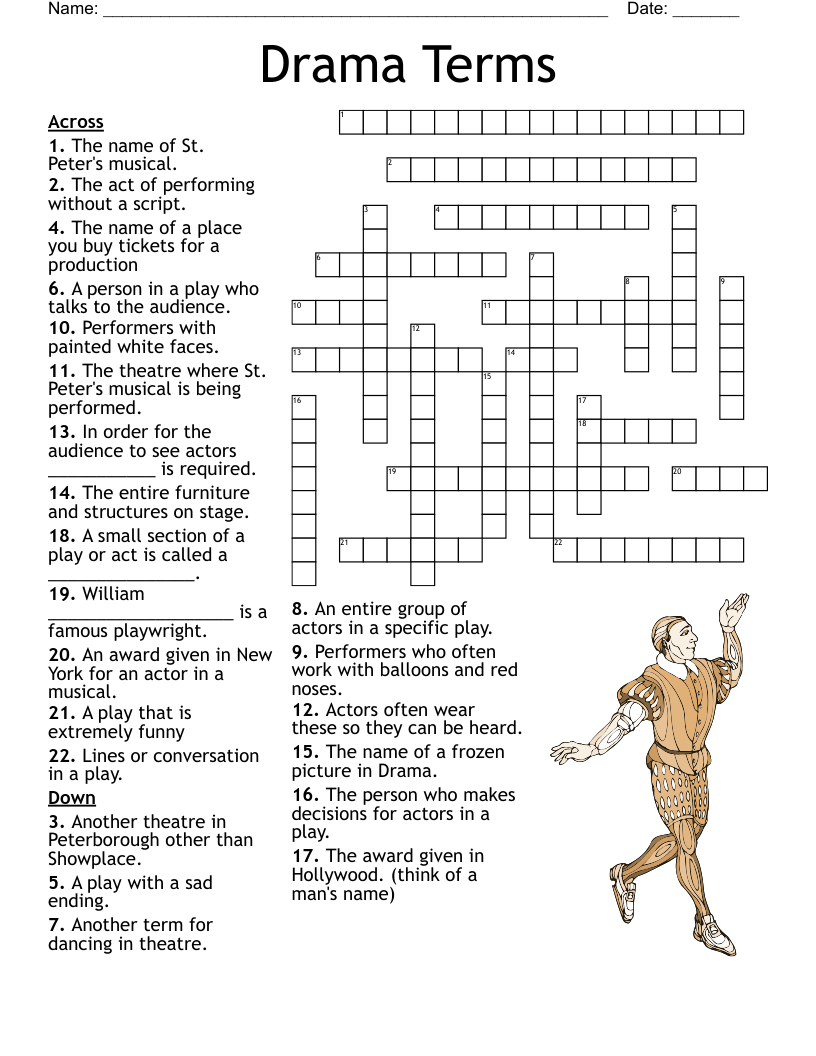Theatre 1 Vocabulary Crossword WordMint
