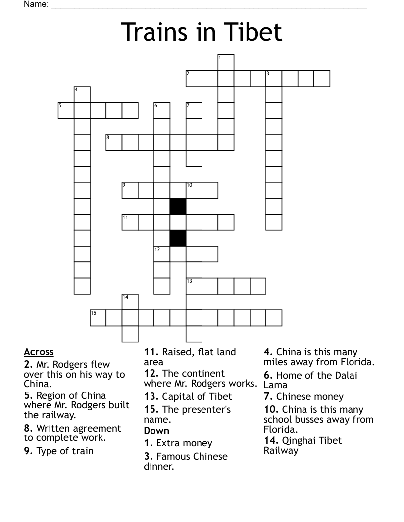 Tibet s Capital Crossword Puzzle Clue