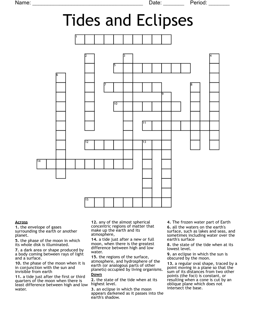 Tides And Eclipses Crossword WordMint