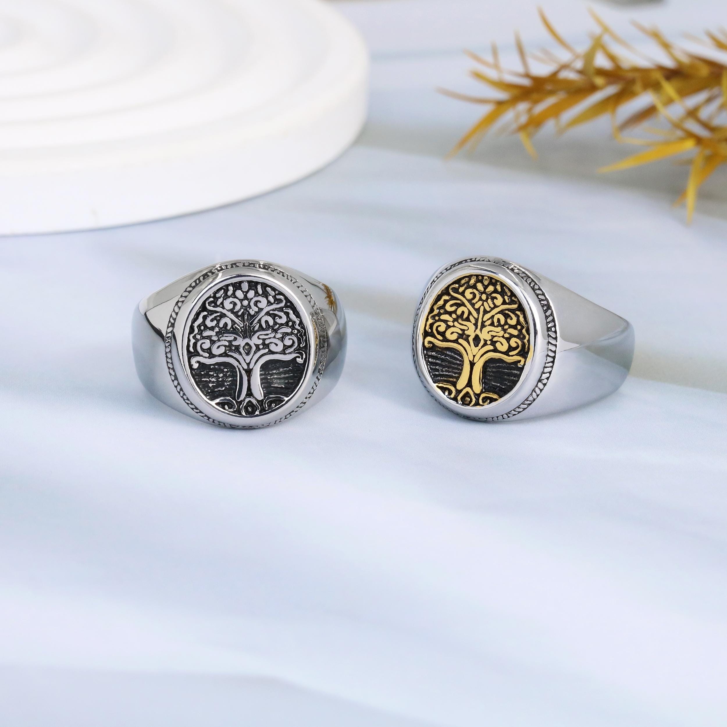 Tree Of Life Crossword Clue Yggdrasil Tree Signet Ring Silver Nordic Design Mens Black Ring For Brother