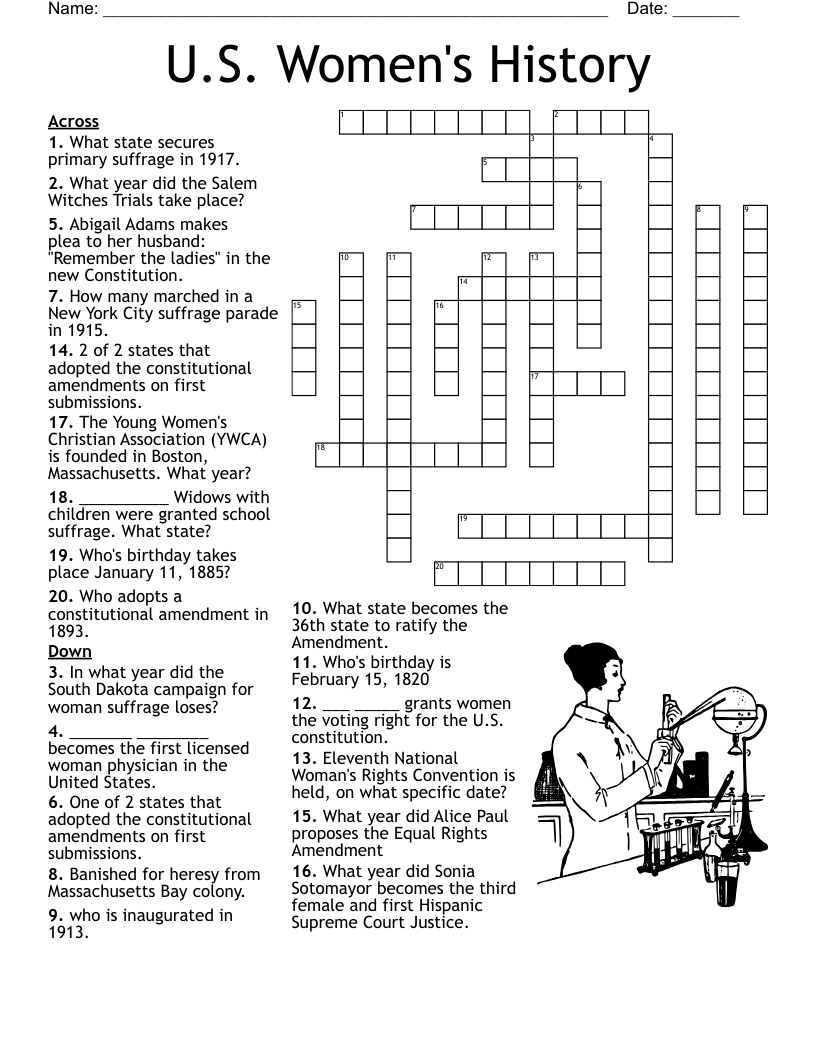 U S Women s History Crossword WordMint U S Women s History Crossword WordMint