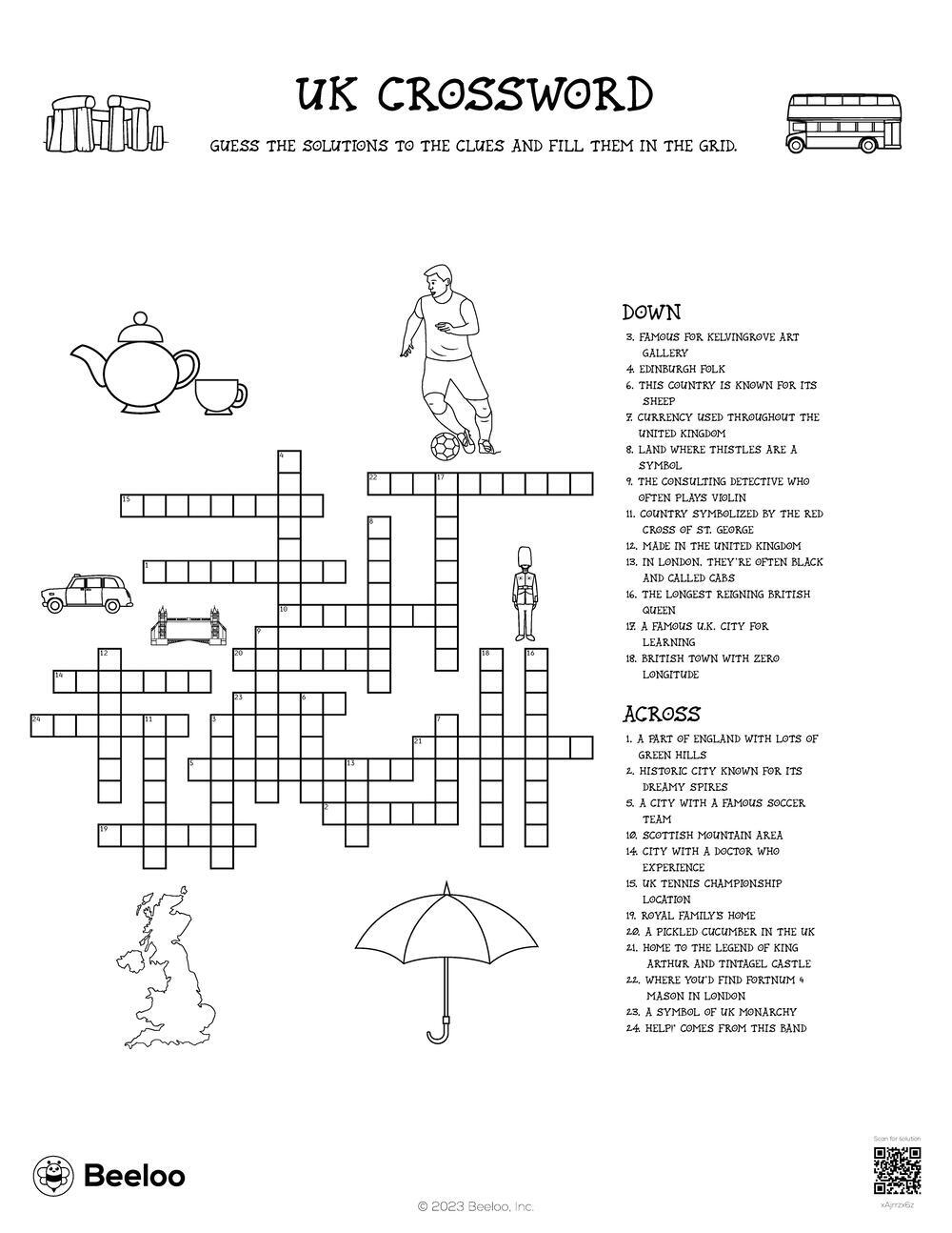 UK Crossword Beeloo Printable Crafts And Activities For Kids