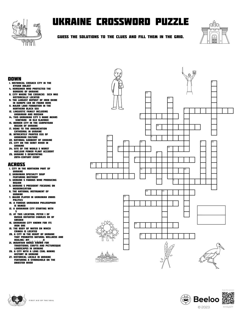 Ukraine Crossword Puzzle Beeloo Printable Crafts And Activities For Kids