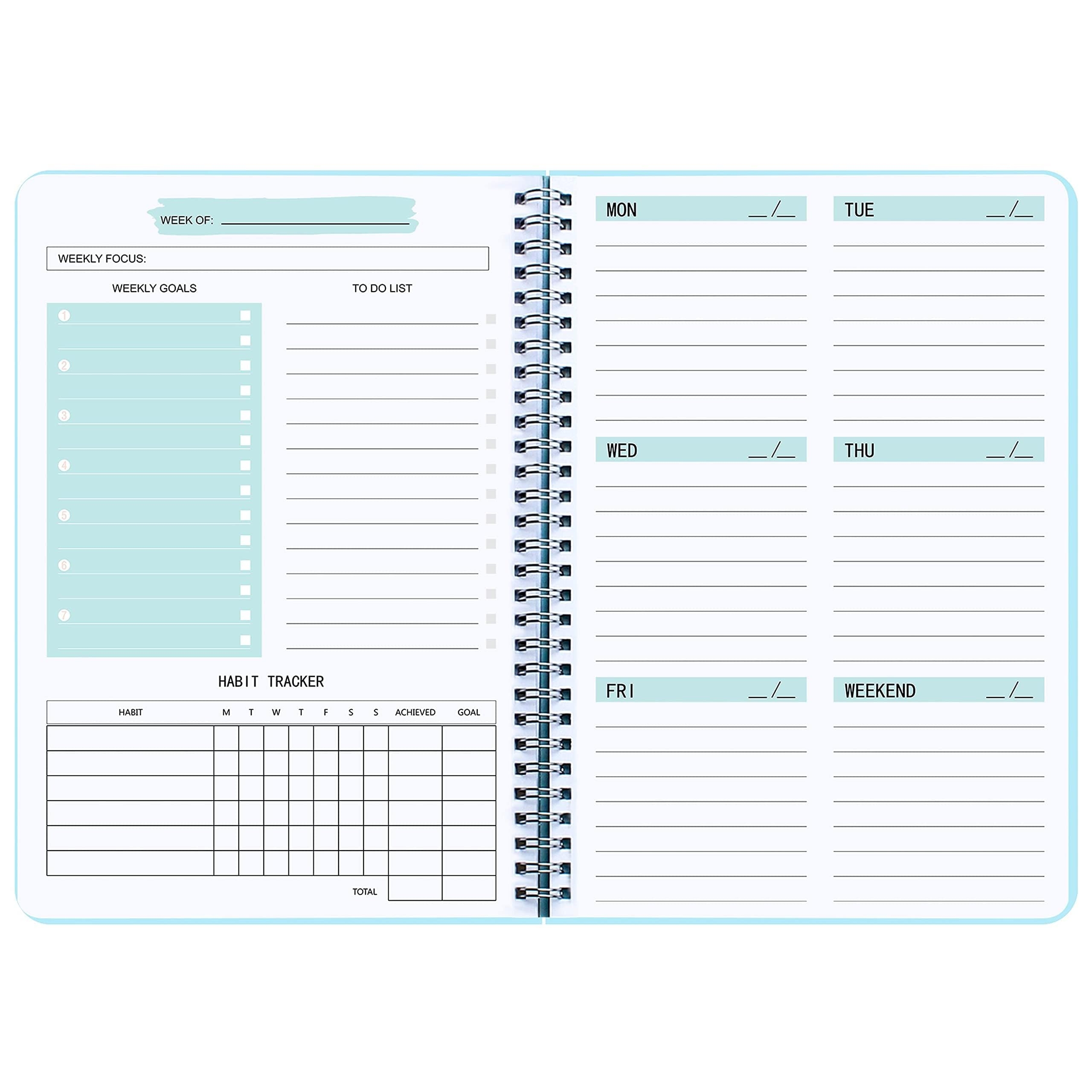 Undated Weekly Planner Weekly Goals Notebook A5 To Do List Planner Habit Tracker Journal With Spiral Binding 5 7 X 8 0 Inches Amazon ca Office Products