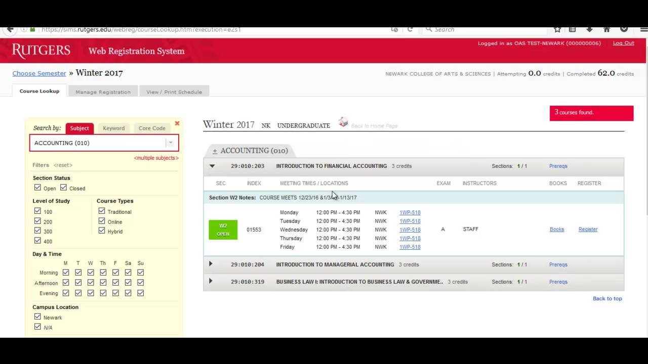 Using Rutgers University Web Registration YouTube