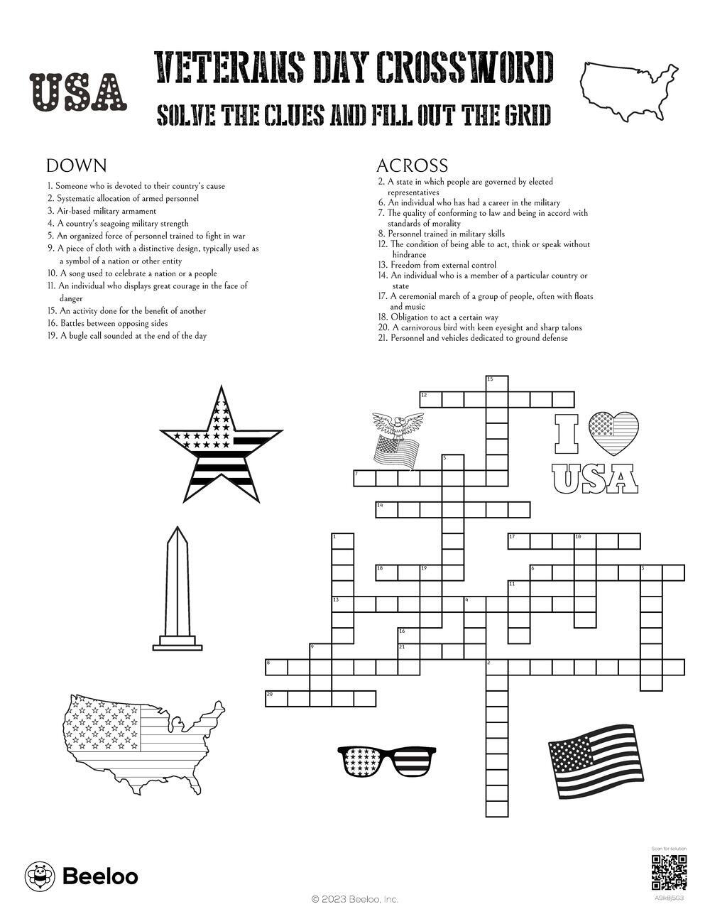 Veterans Day Crossword Beeloo Printable Crafts And Activities For Kids Veterans Day Crossword Beeloo Printable Crafts And Activities For Kids