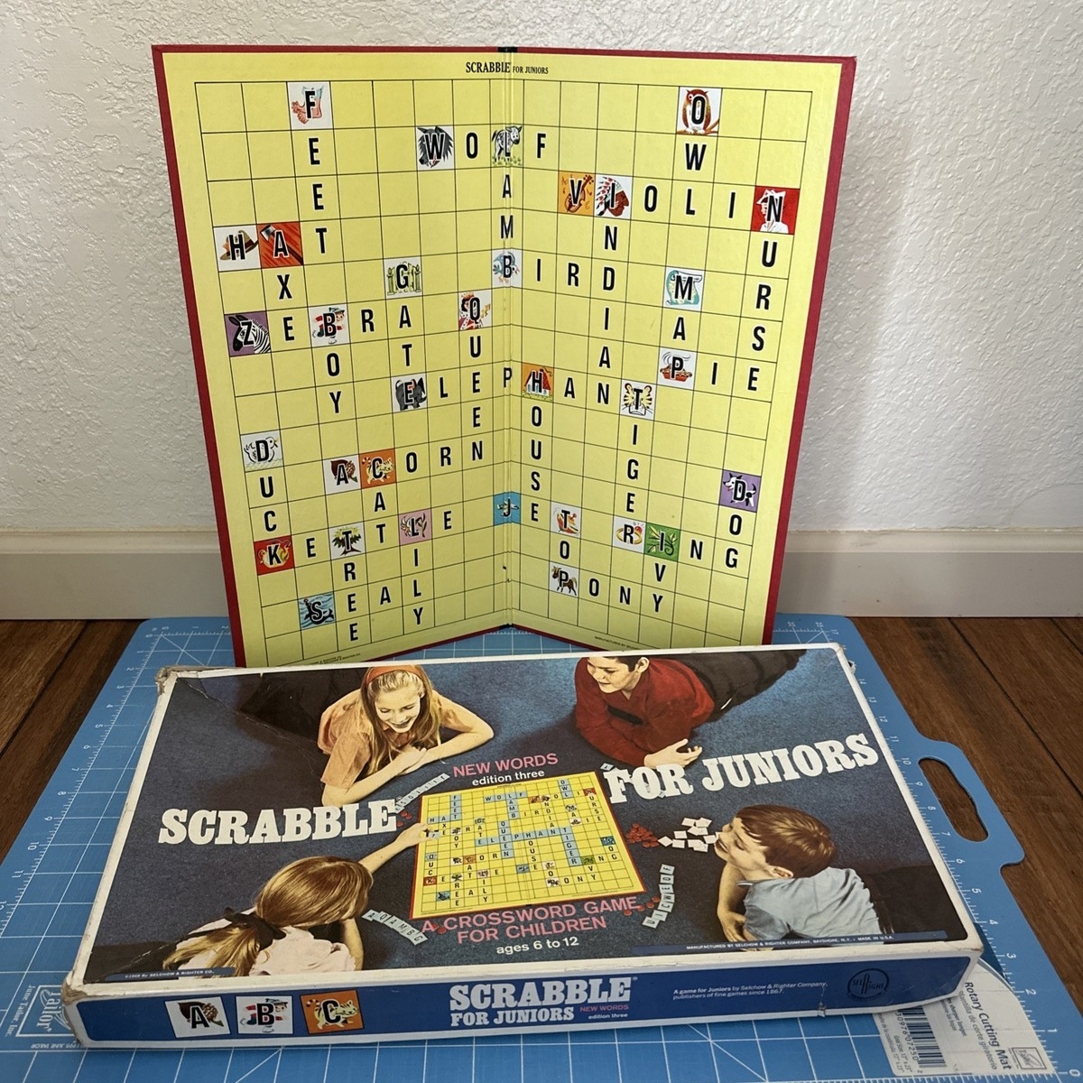 Vintage Scrabble For Juniors Crossword Game 1968 New Words 2 Sided EBay