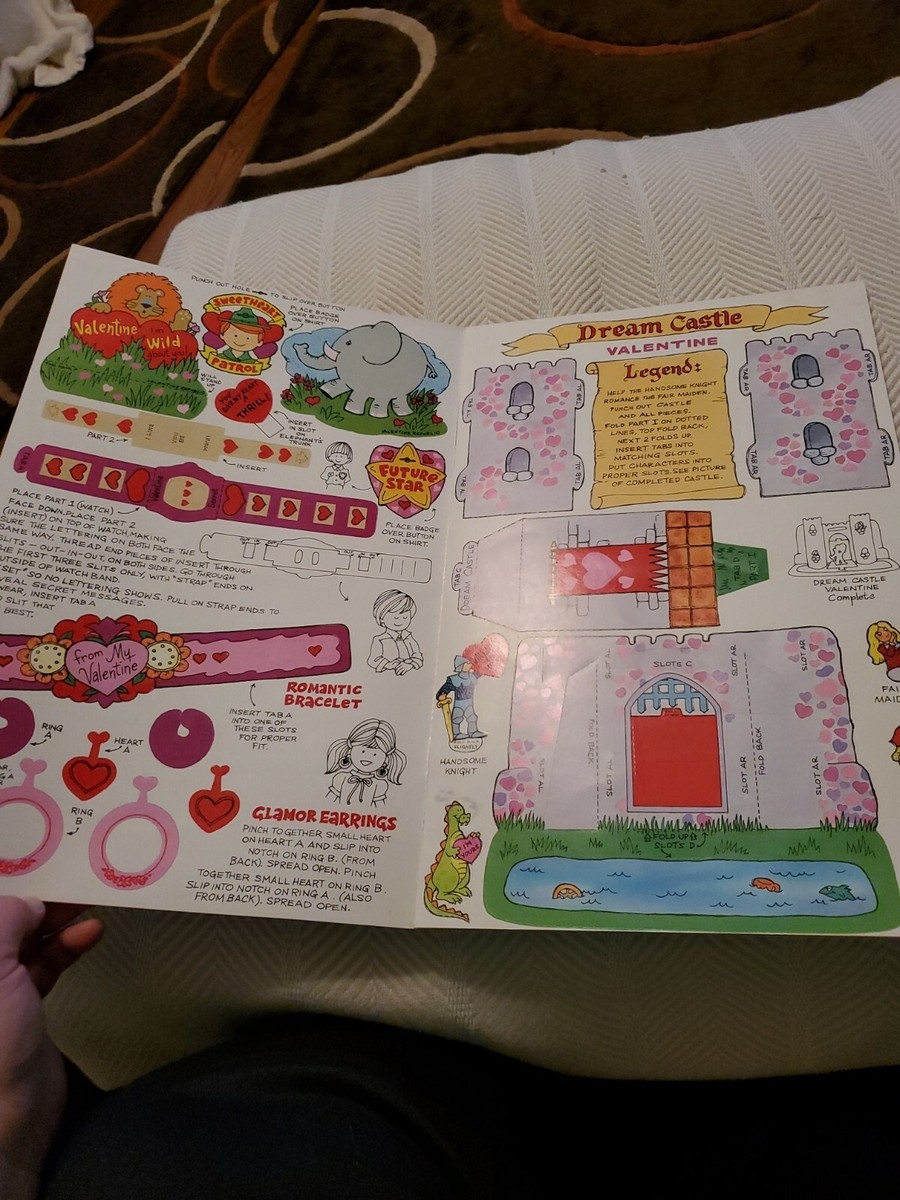 Vintage Valentine Activity Book Cleo Games 3 Pages Punch Out 1980 s EBay