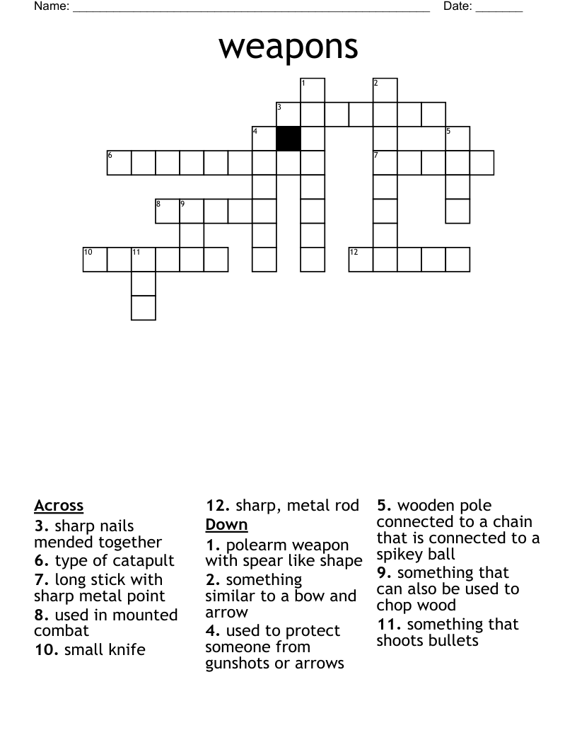 Weapons Crossword WordMint