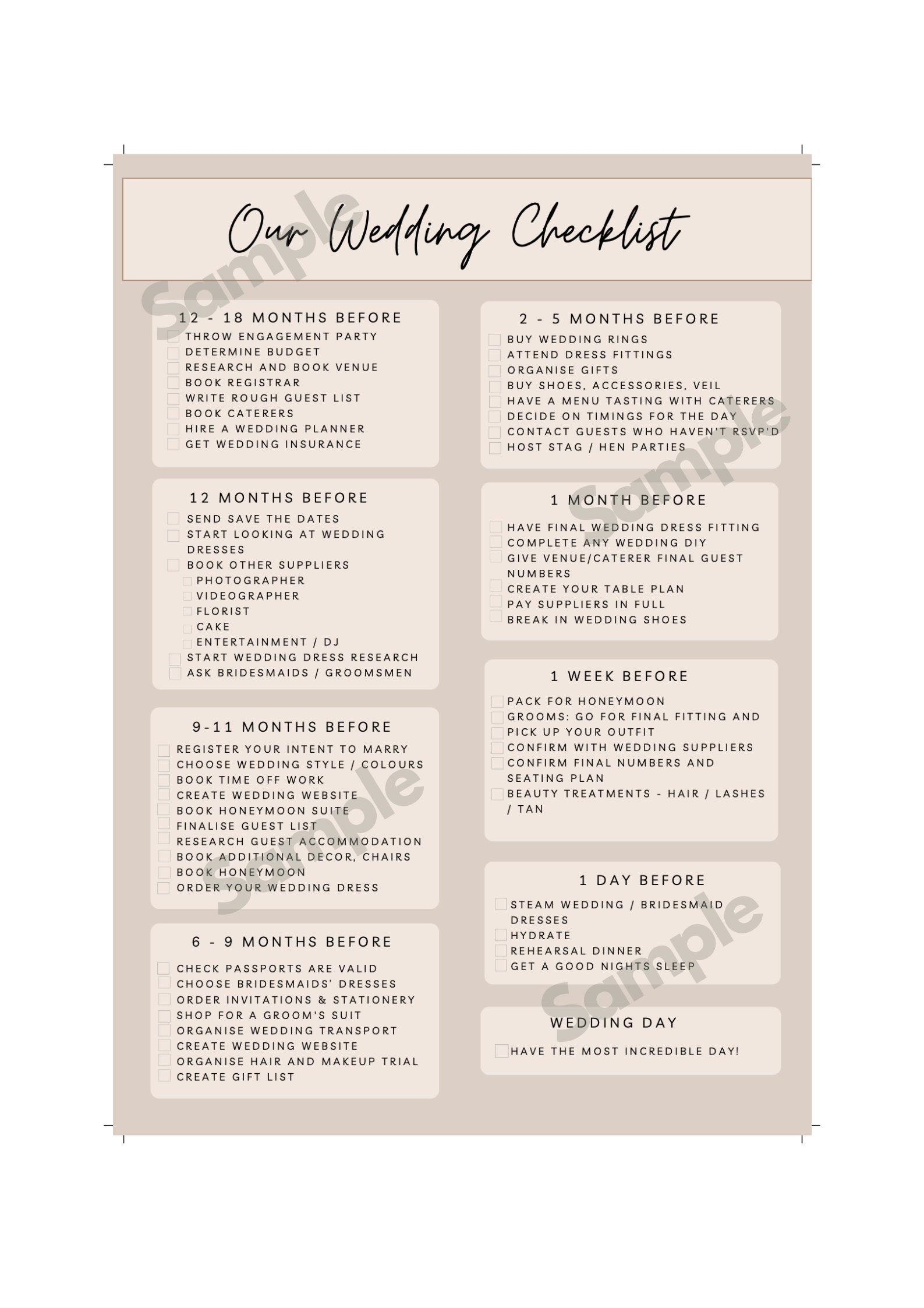 wedding planner tick list
