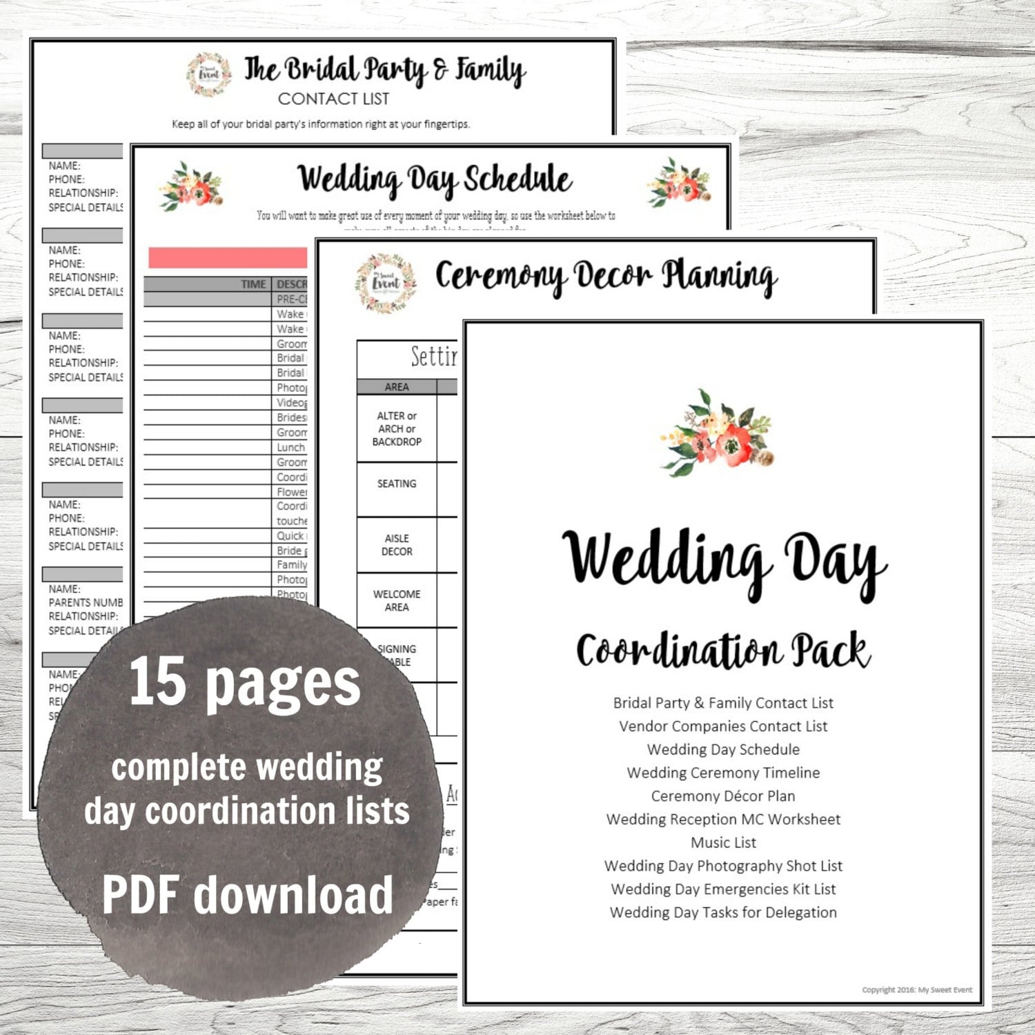 Wedding Day Coordination Worksheet Lists PDF Wedding Planning Instant Download Big Day Planning Lists Printable Pdfs Etsy Israel