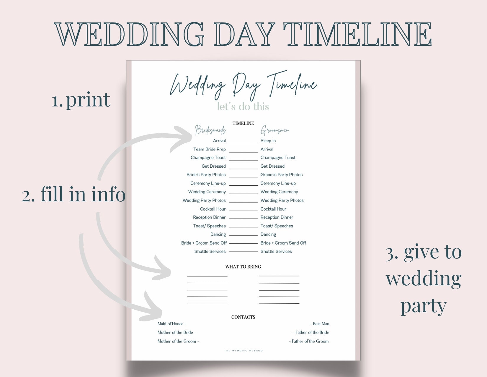 Wedding Day Timeline Template Printable Wedding Day Timeline Wedding Day PDF Editable Wedding Day Printable Wedding Day Planner Etsy