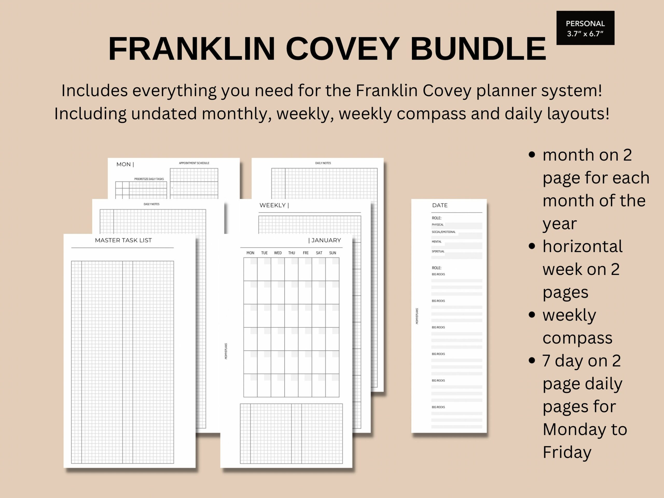 Weekly Planner FranklinCovey Compass Two Page Per Day Wire Franklin Covey