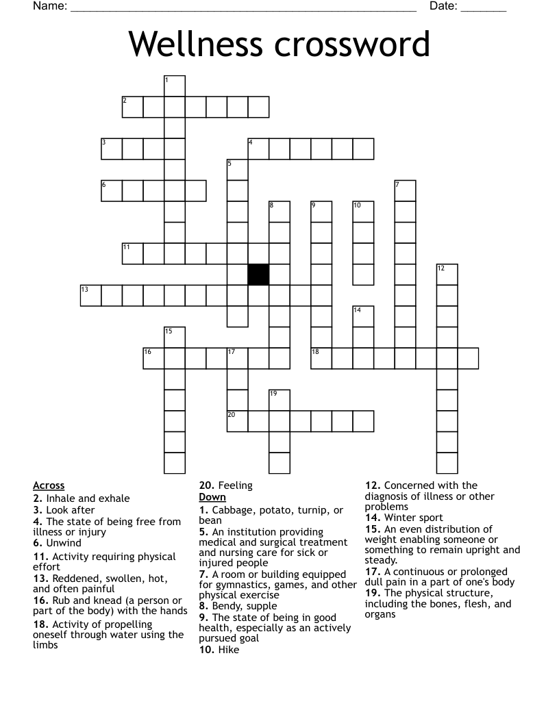 Wellness Crossword WordMint