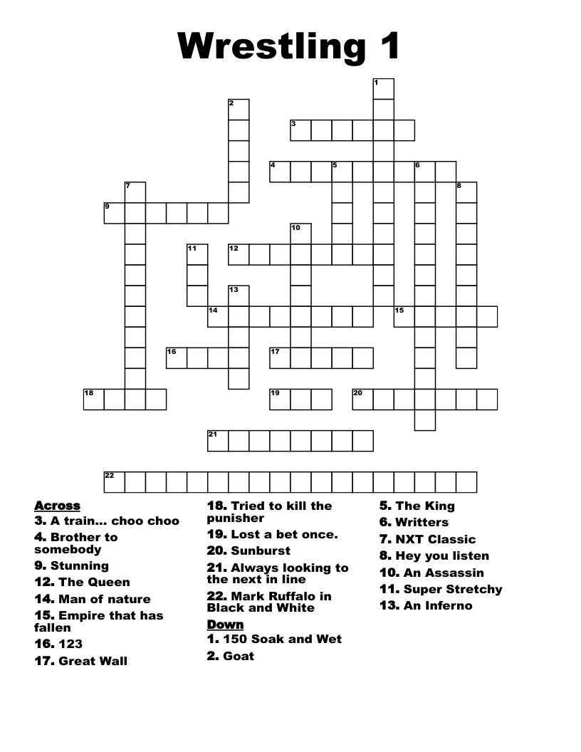 Wrestling 1 Crossword WordMint