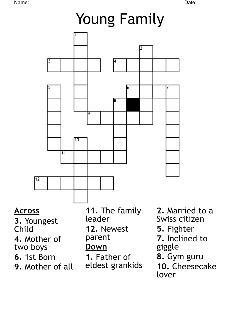 Young Family Crossword WordMint Young Family Crossword WordMint