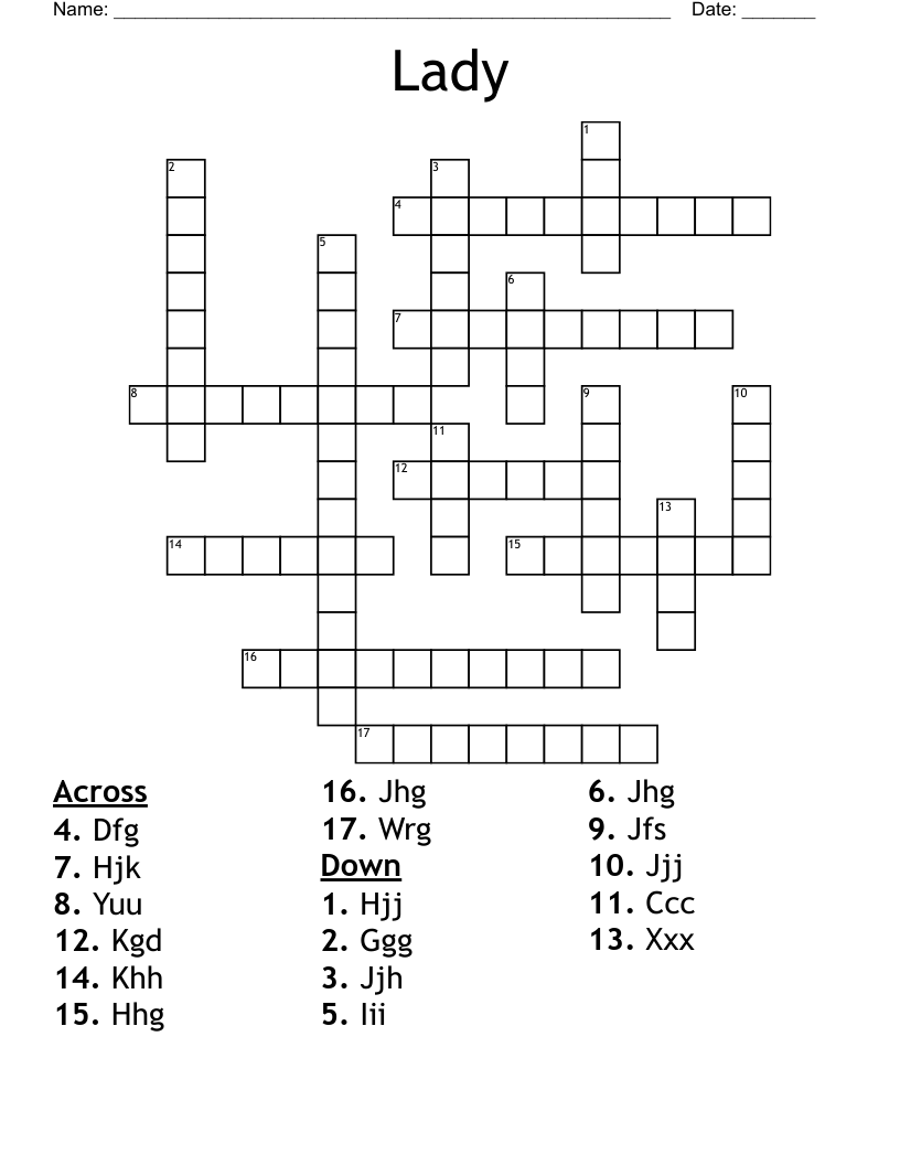 Young Lady Crossword Young Lady Crossword