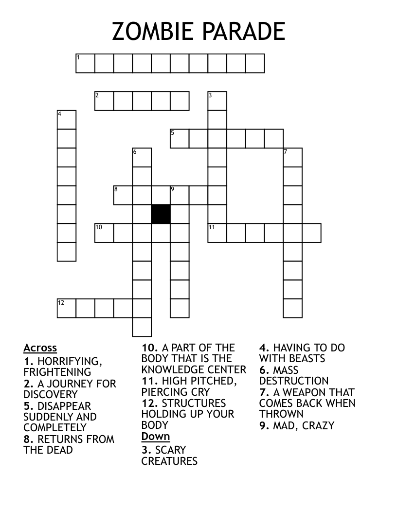 Zombie Apocalypse Crossword WordMint Zombie Apocalypse Crossword WordMint
