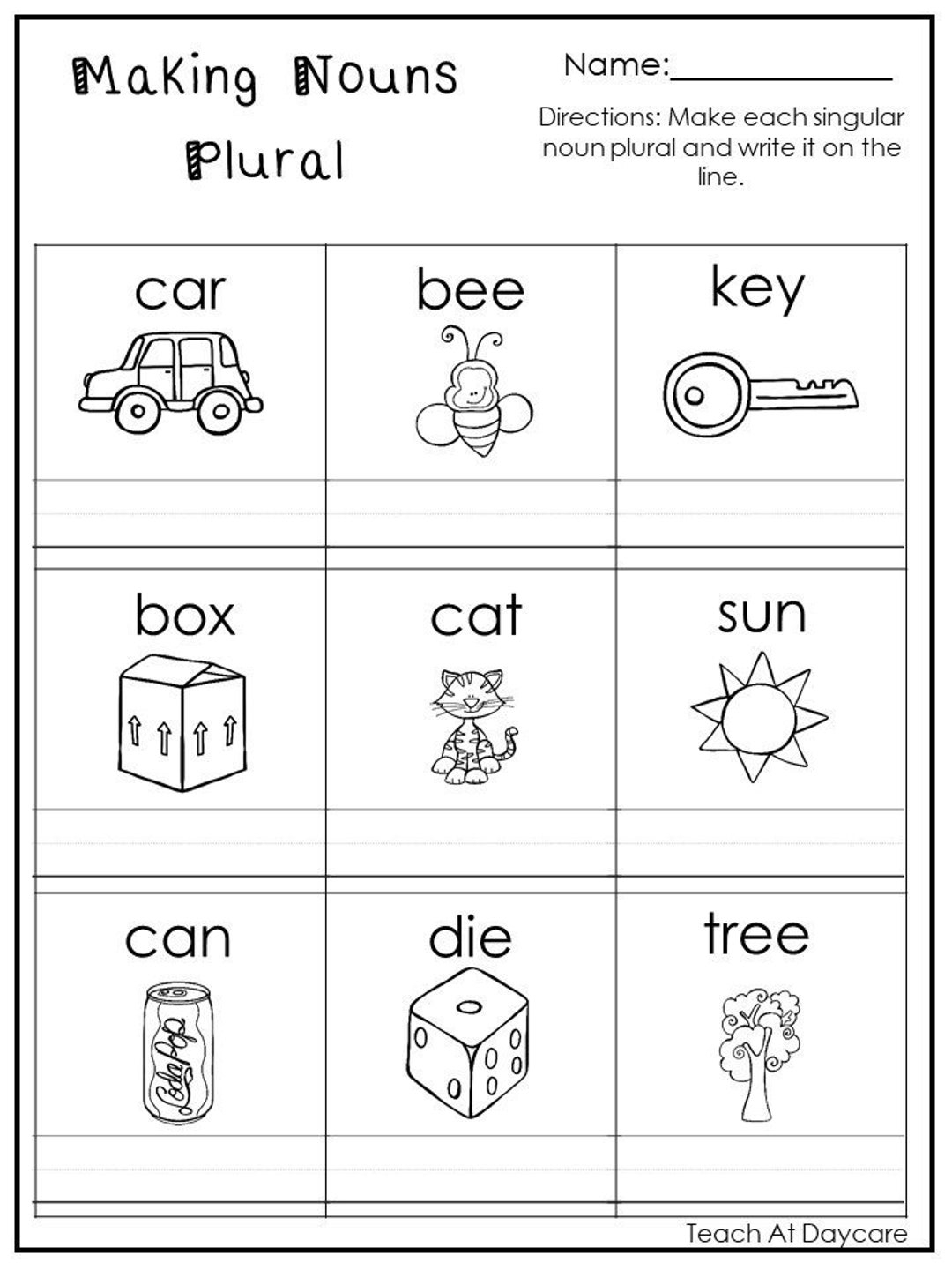 plural nouns worksheet