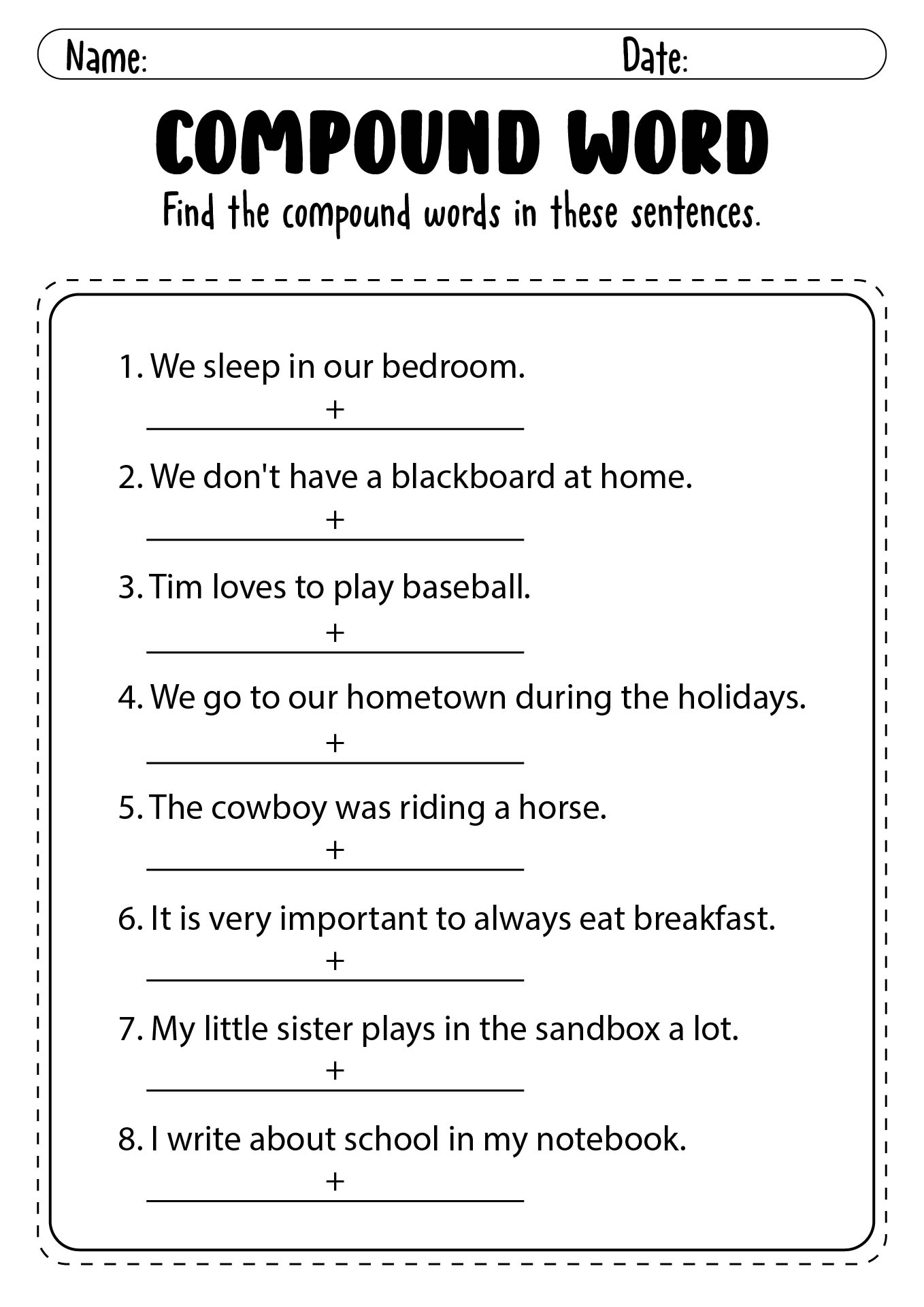 compound words worksheet