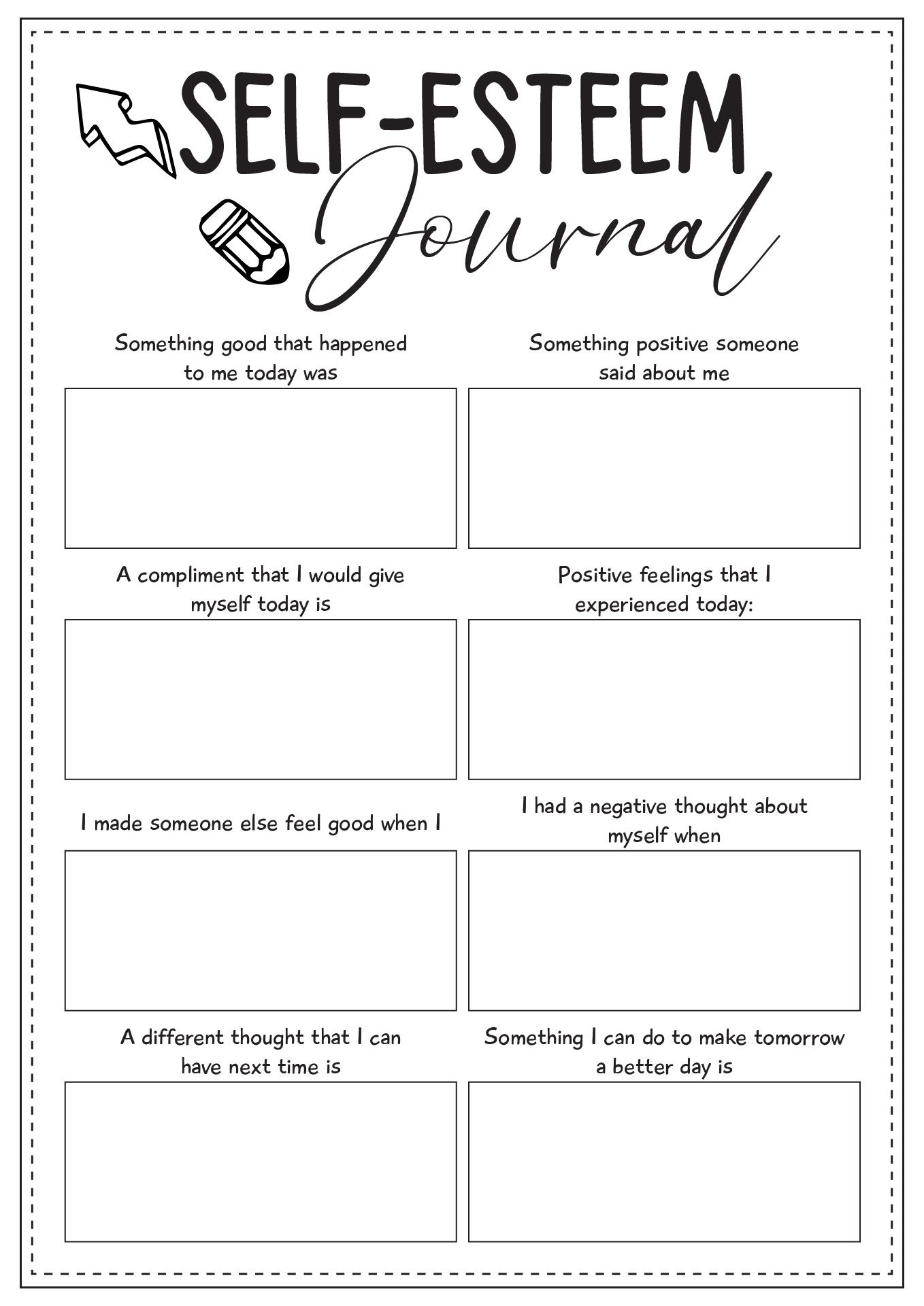 13 Self Esteem Worksheets For Students