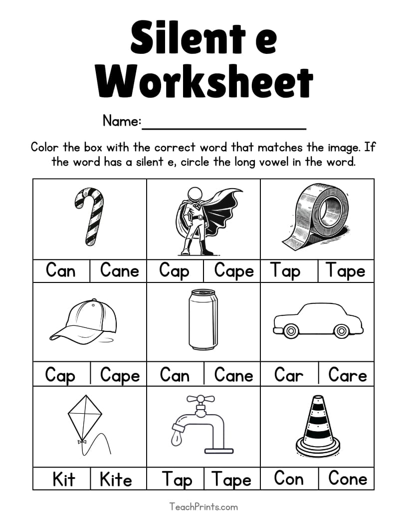 13 Silent E Worksheets Free PDF Printables Teach Prints