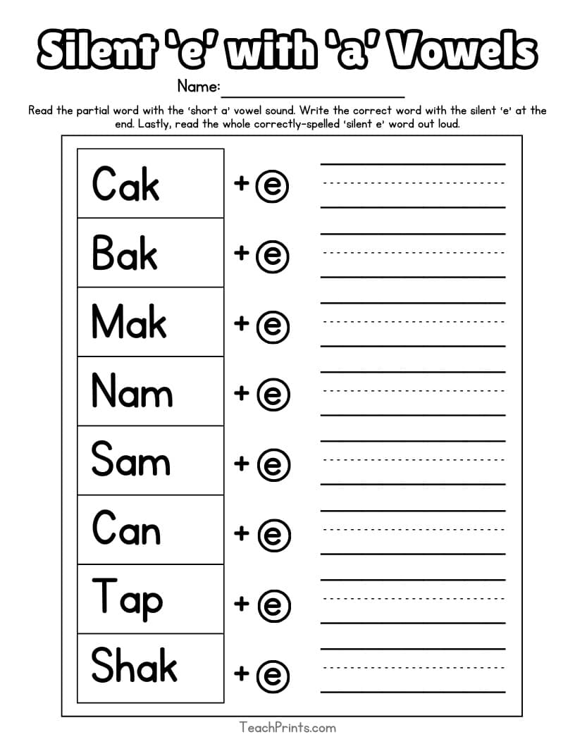 13 Silent E Worksheets Free PDF Printables Teach Prints 13 Silent E Worksheets Free PDF Printables Teach Prints