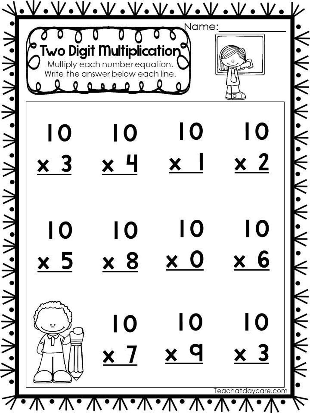 15 Printable Two Digit Multiplication Worksheets Numbers 10 20 2nd 4th Grade Math Etsy Norway
