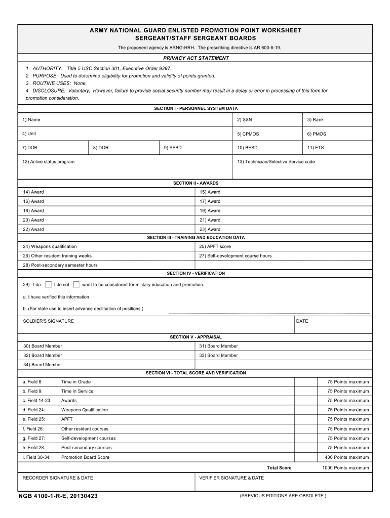 2013 2025 Form NGB 4100 1 R E Fill Online Printable Fillable Blank PdfFiller