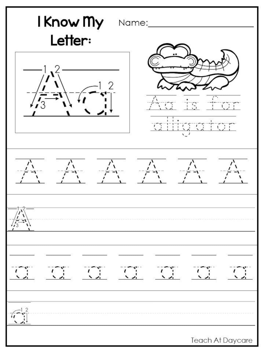 26 Printable Alphabet I Know My Letters Worksheets Preschool kdg Phonics Etsy