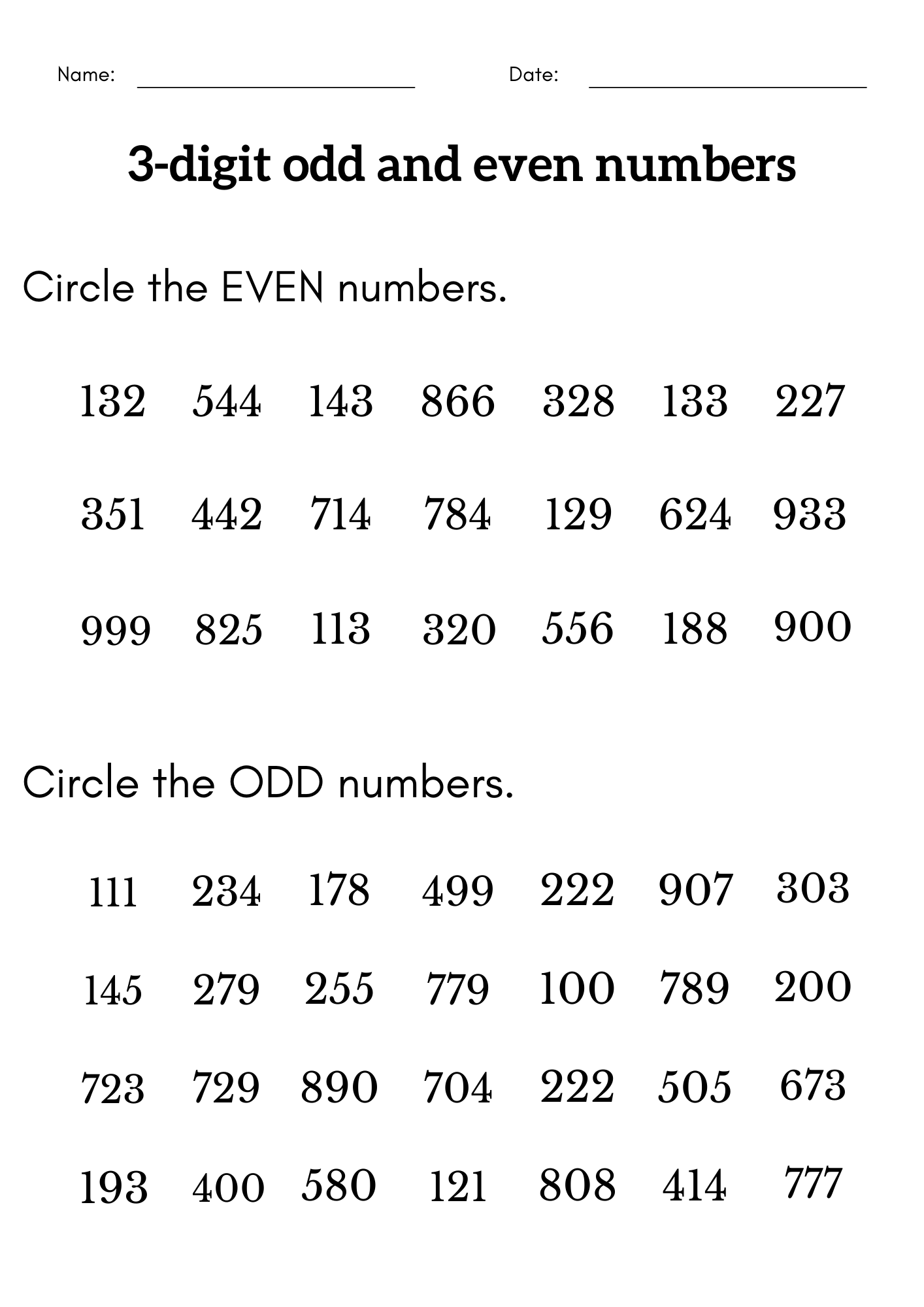 3 digit And Even Numbers Worksheet Three Digit 3 Digit Even Numbers Book Made By Teachers