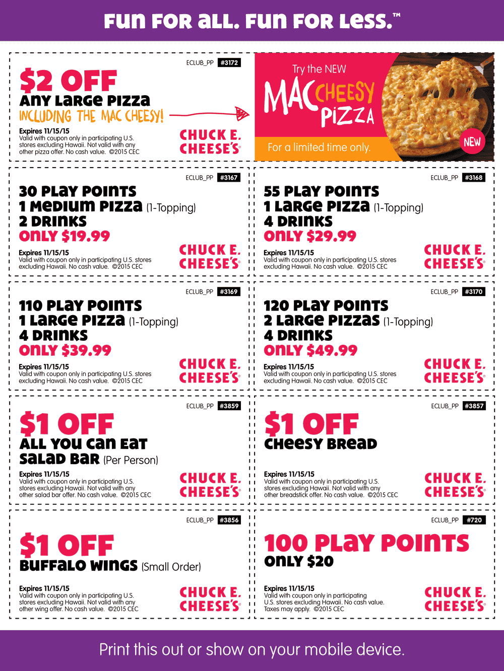30 Tokens Medium Pizza 2 Drinks For 20 More At Chuck E Cheese Chuck E Cheese January 2026 Coupons Promo Codes Deals 