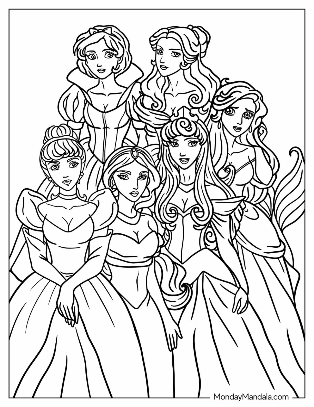 36 Disney Princess Coloring Pages Free PDF Printables