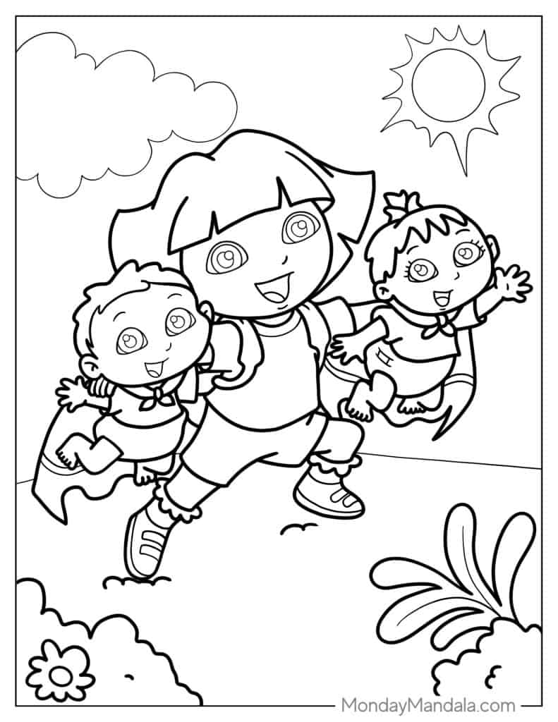 36 Dora The Explorer Coloring Pages Free PDF Printables 