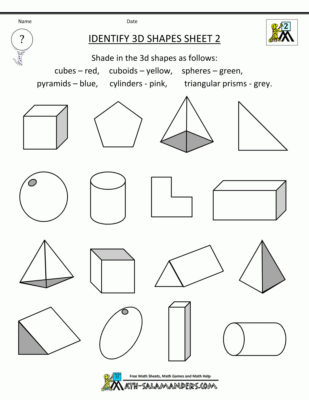 3d Shapes Worksheets