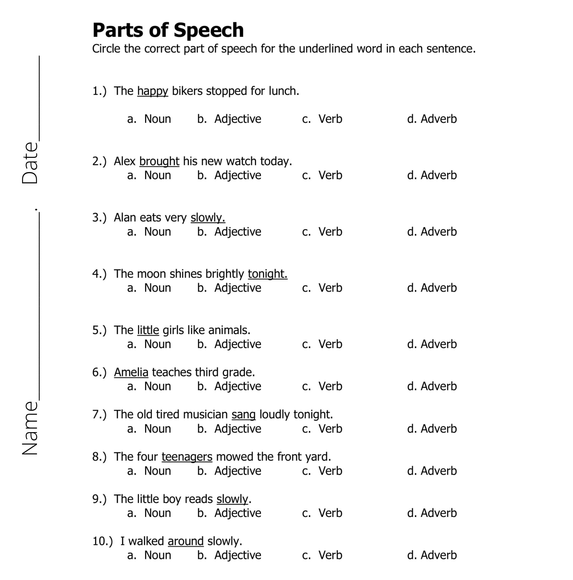 4th Grade Grammar 5th Grade Parts Of Speech English Grammar Worksheets Quizzes With Answer Key Homeschool Language Arts Etsy Denmark