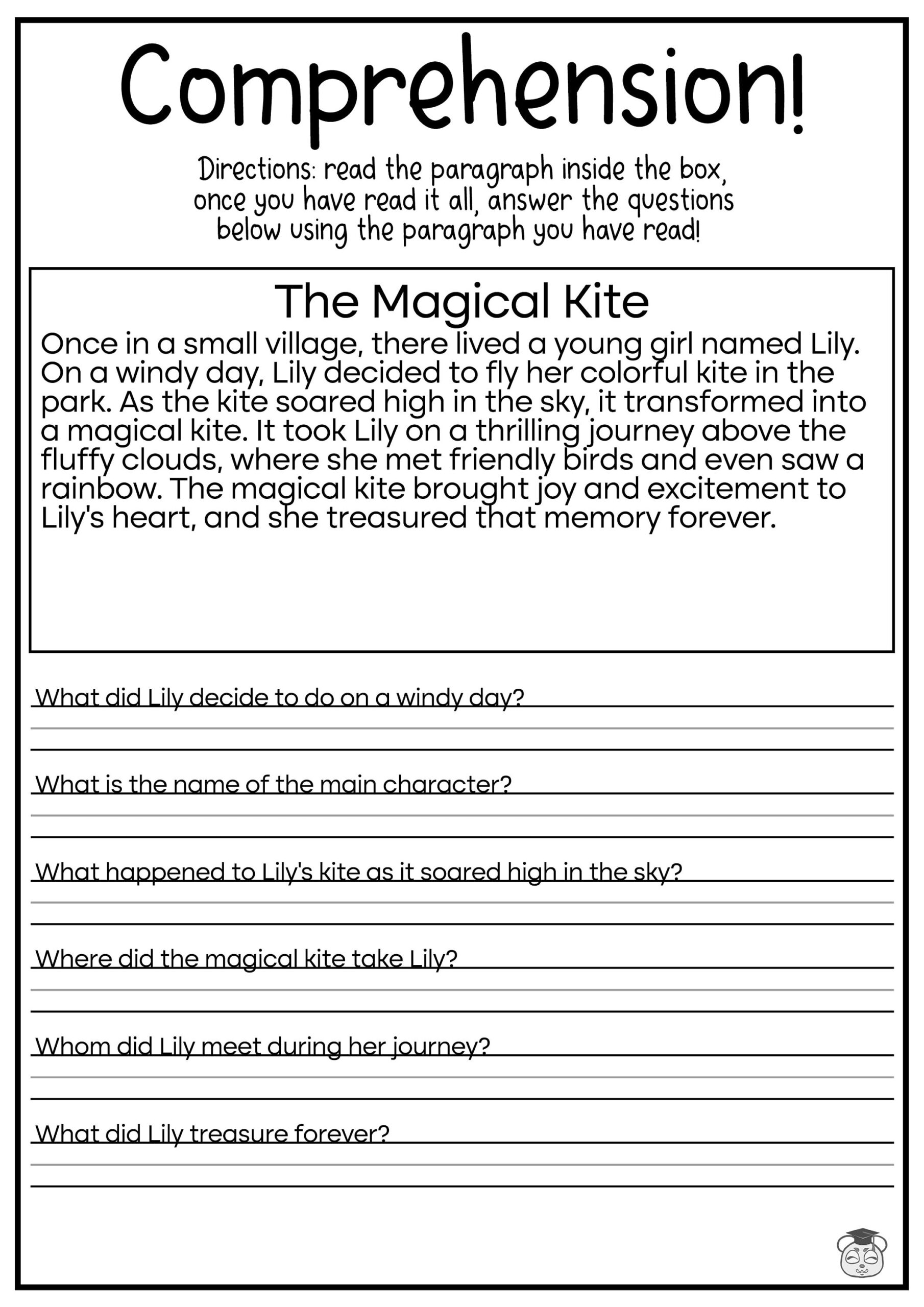 5 Printable Reading Comprehension English Worksheets ages 4 7 KG1 To Grade 2 Etsy Finland