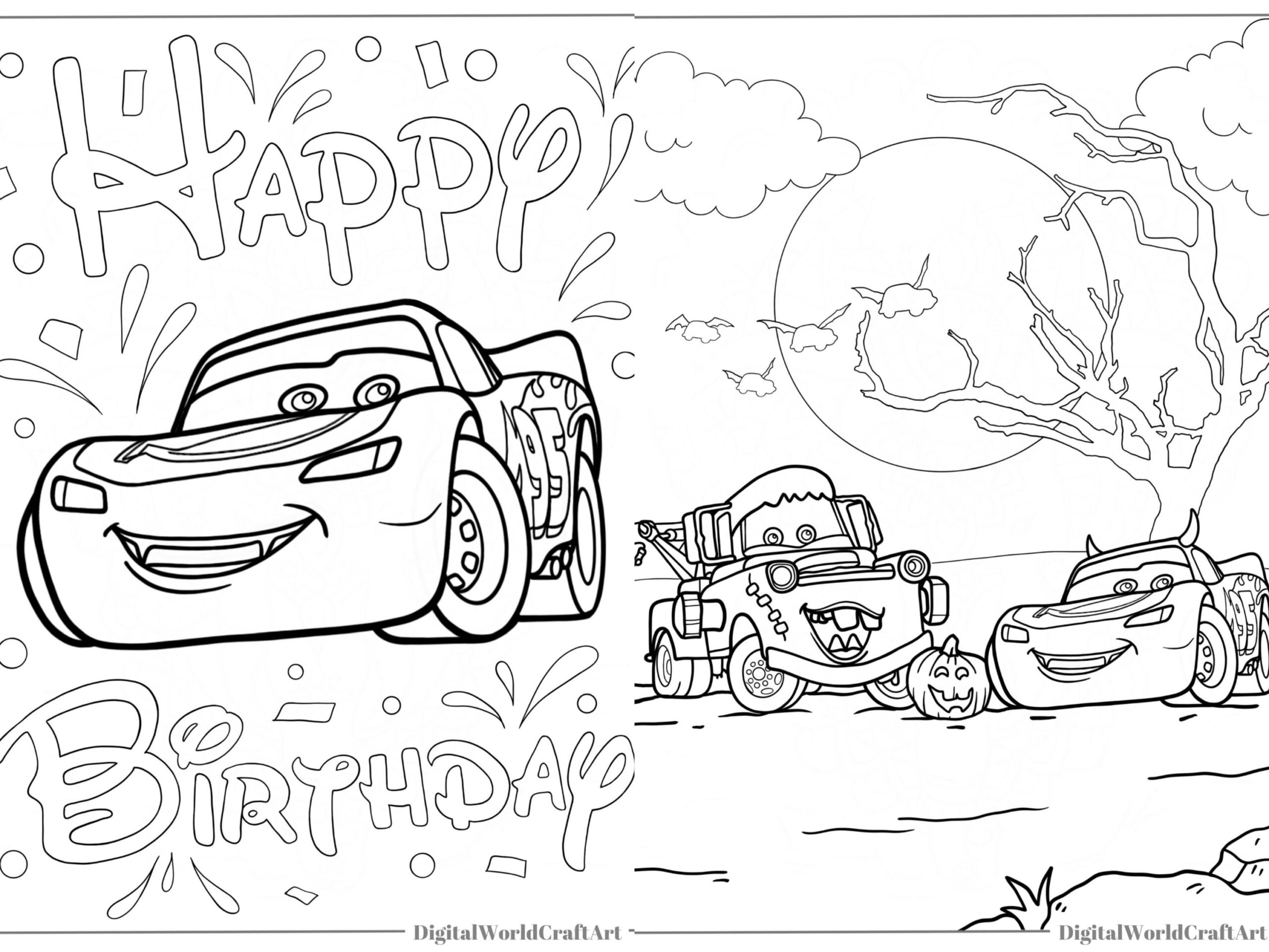 50 Cars Printable Coloring Pages Lightning Mcqueen Coloring Book Fun At Home Activity Relax And Color disney Cars Coloring Pages mcqueen Etsy