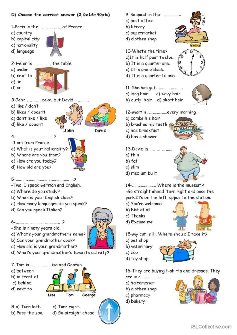 5th Grade 2nd Exam English ESL Worksheets Pdf Doc