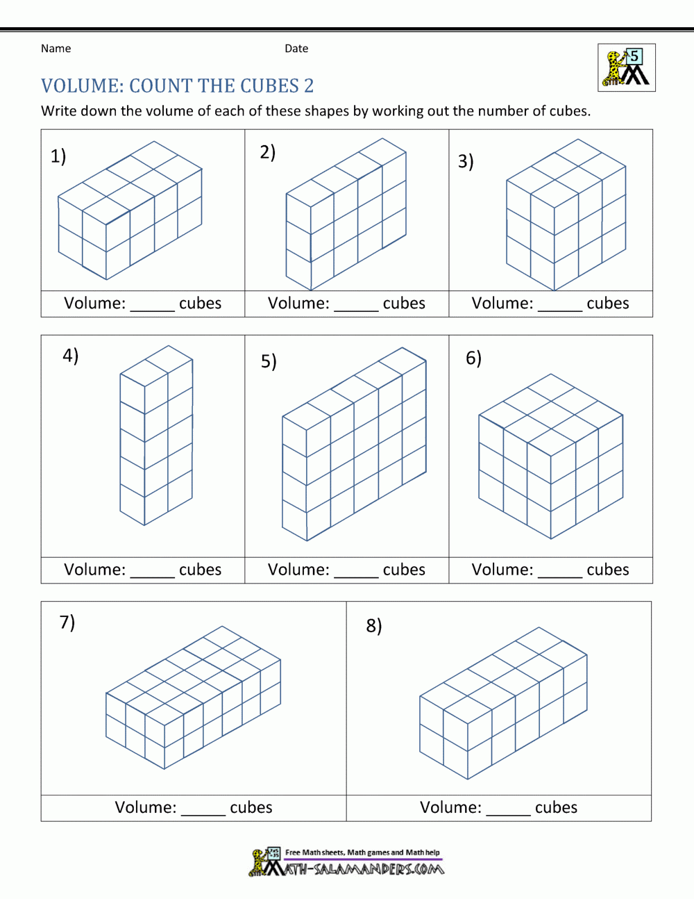 5th Grade Volume Worksheets