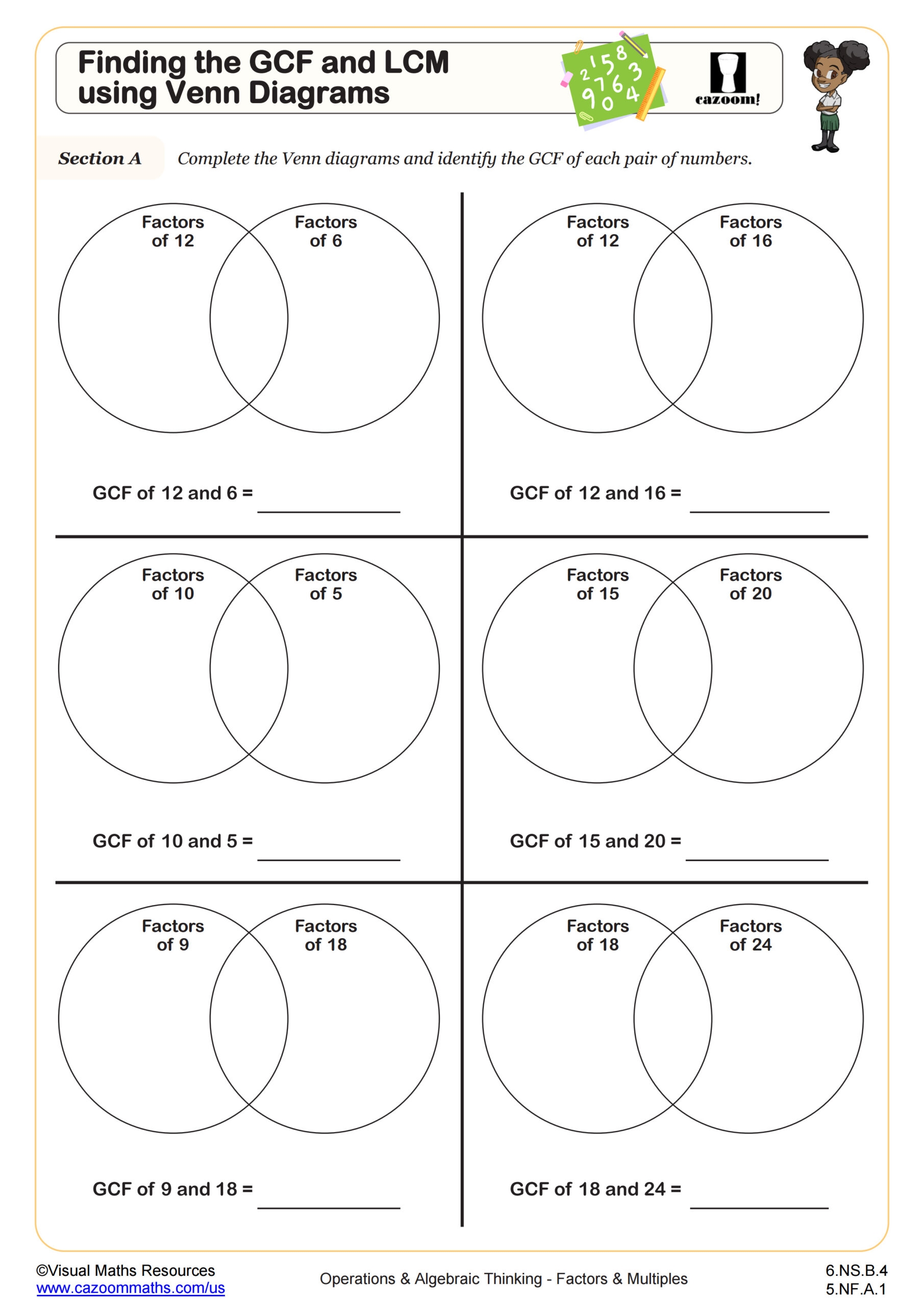 6th Grade Factors Multiples Worksheets PDF Printable Worksheets Cazoom Math
