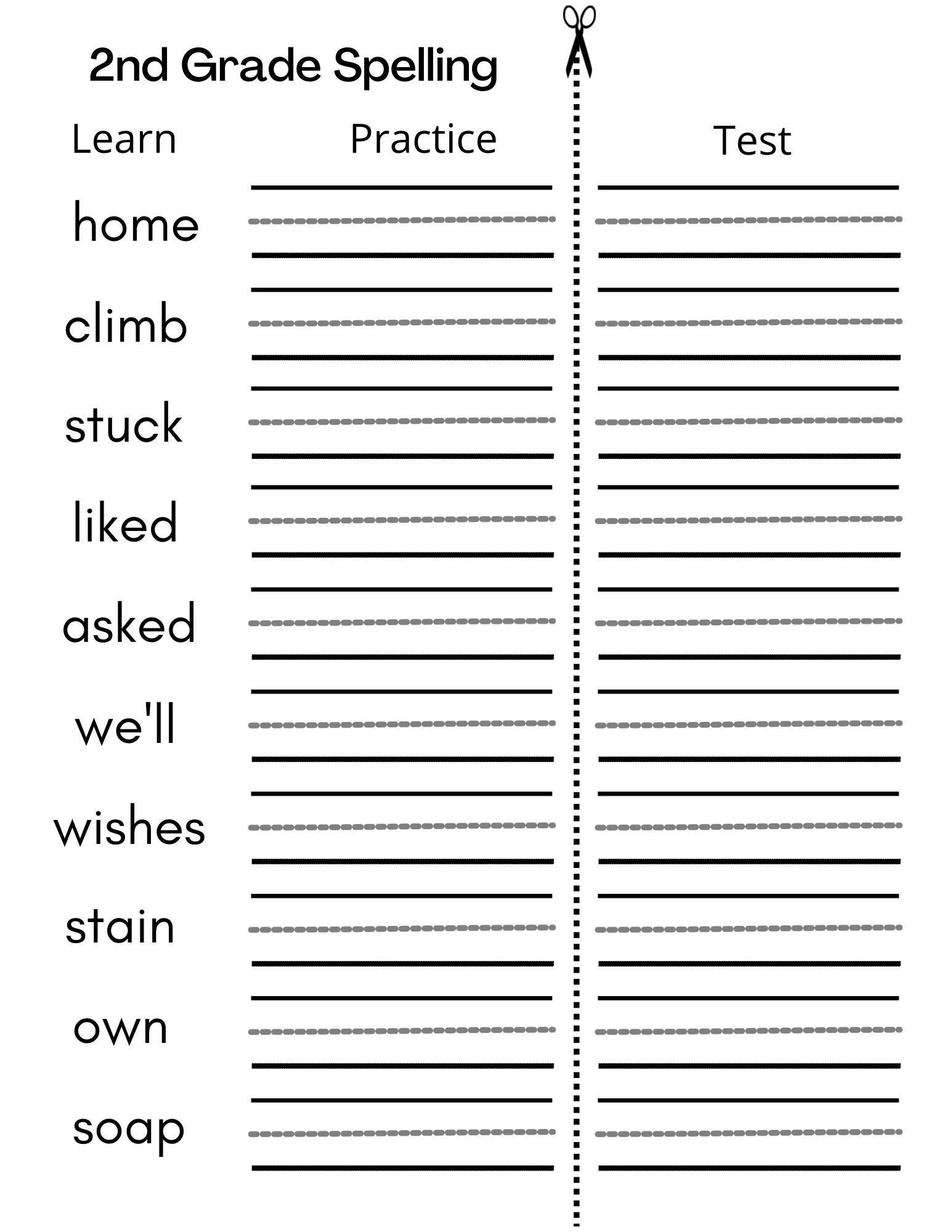 8 Printable Second Grade Writing Spelling Worksheets Spelling Test Etsy Israel